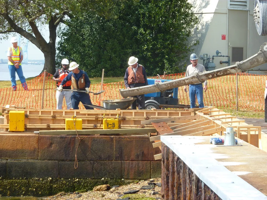 Construction workers at a small business job site in Virginia